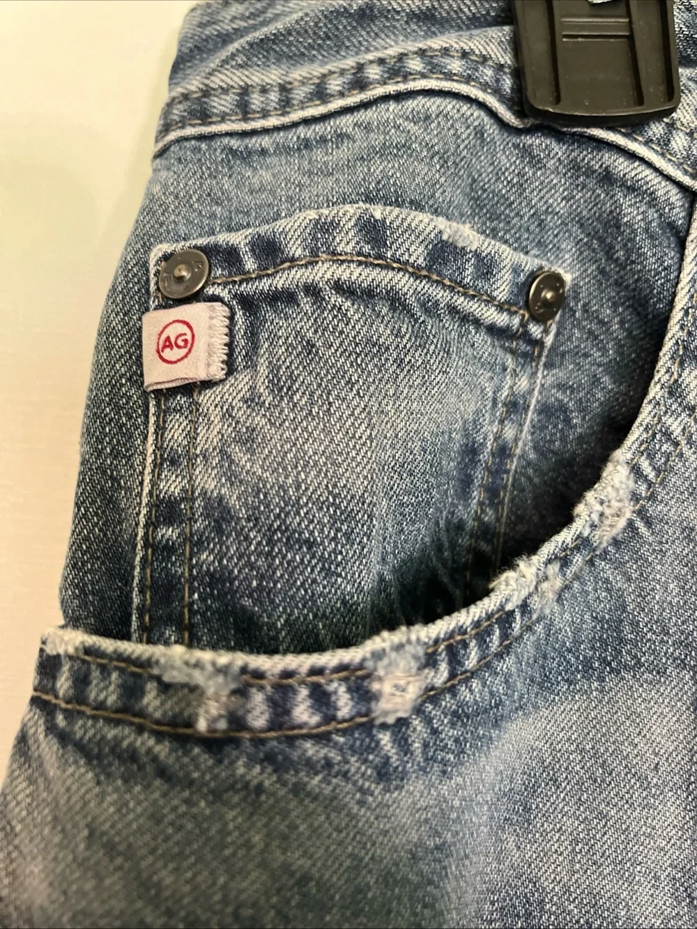 Adriano Goldschmied Men's Distressed Blue Jeans - matchbox slim straight 34/34